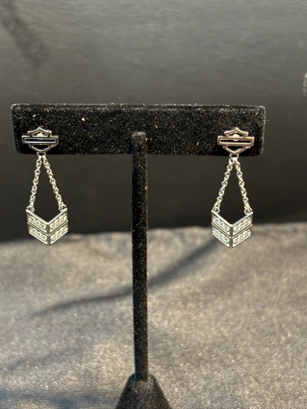 HARLEY DAVIDSON BLING CHANDELIER STERLING SILVER EARRINGS